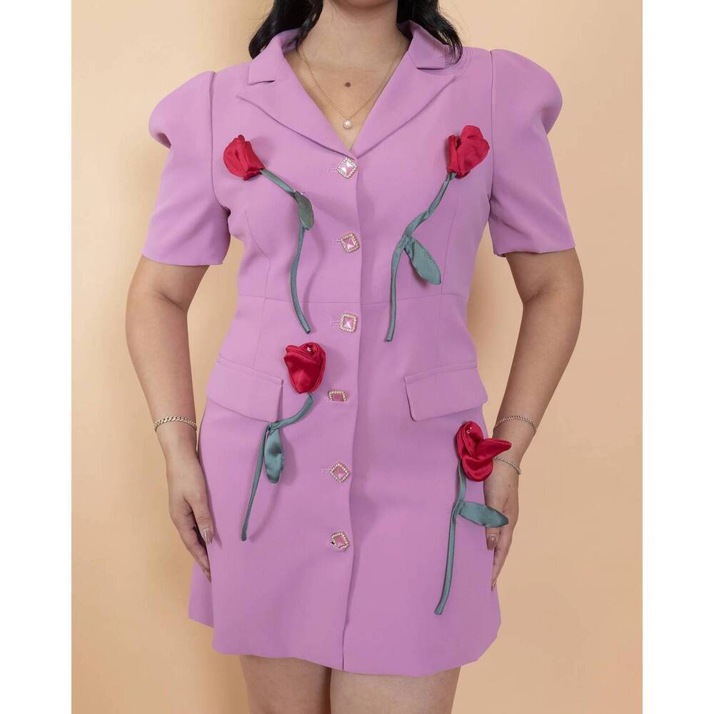 NEW LA' ROS rosette dress in purple